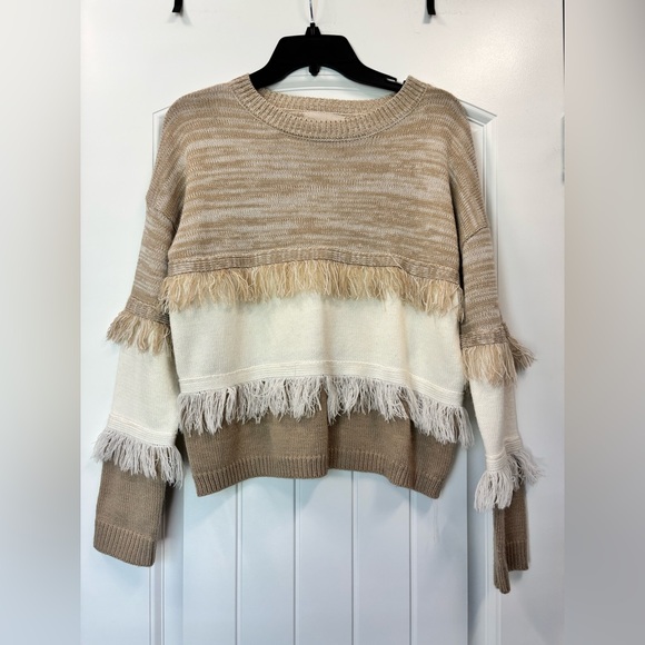 Moon River Sweaters - Women’s Moon River Fringe Sweater Size S